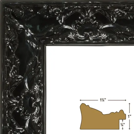 Renaissance Ornate Obsidian Black Picture Frame {4}