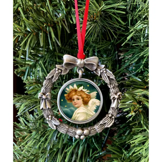 JFK Half Dollar Wreath Ornament With ColorizedAngel Coin {2}