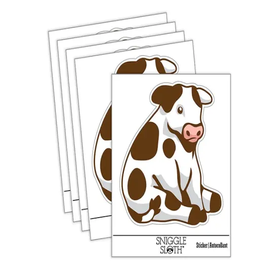 Resting Spotted Cow Sitting Waterproof Vinyl Phone Tablet Laptop Water Bottle Sticker Set - 5 Pack {2}