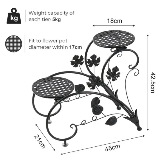 4Tier Iron Plant Pot Stand ,Planter Flower Holder Shelf Storage. Black {5}
