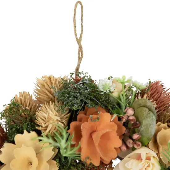 Northlight Mixed Floral Artificial Spring Wreath - 9.75" - Beige and Peach {4}