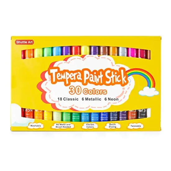 Tempera Paint Sticks, 30 Colors Solid Tempera Paint for Kids, Super Quick Drying, Non-Toxic, Works Great on Paper Wood Glass Ceramic Canvas {2}