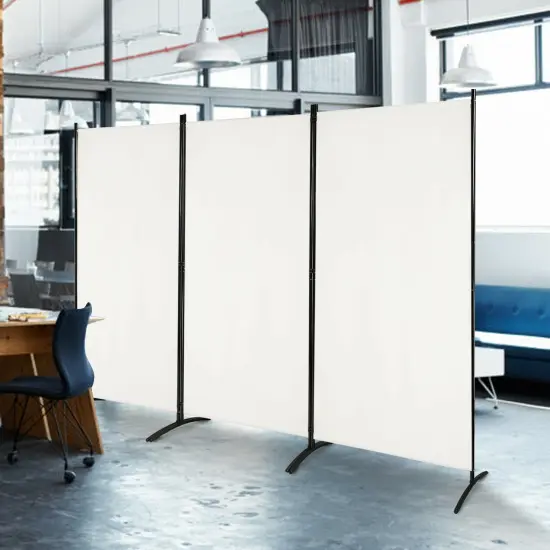 3-Panel Room Divider Folding Privacy Partition Screen for Office Room White {5}