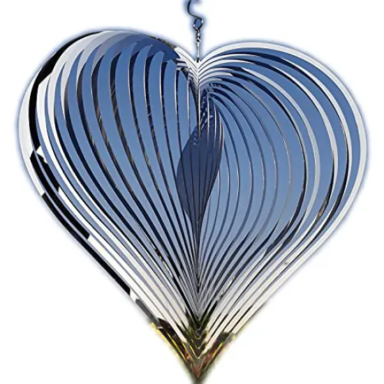 1 Pack Wind Spinner Outdoor Metal Decorations,Silver Heart Wind Spinners for Yard and Garden,Stainless Steel Wind Chimes for Outside Decor,Birthday Gifts for Mom,Mother's Day,Aunt Gifts {3}