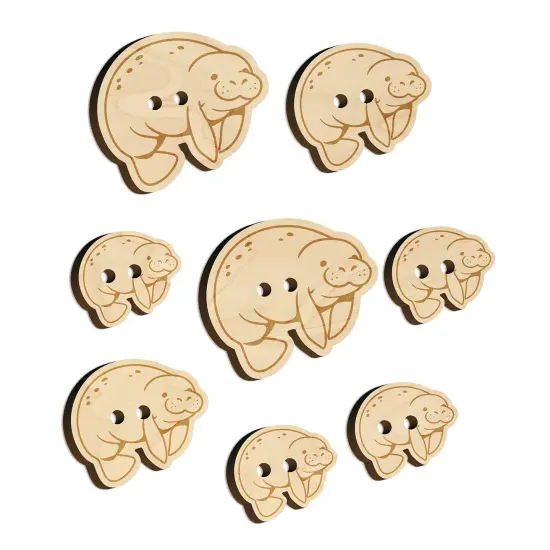 Cute Chubby Manatee Wood Buttons for Sewing Knitting Crochet DIY Craft {7}