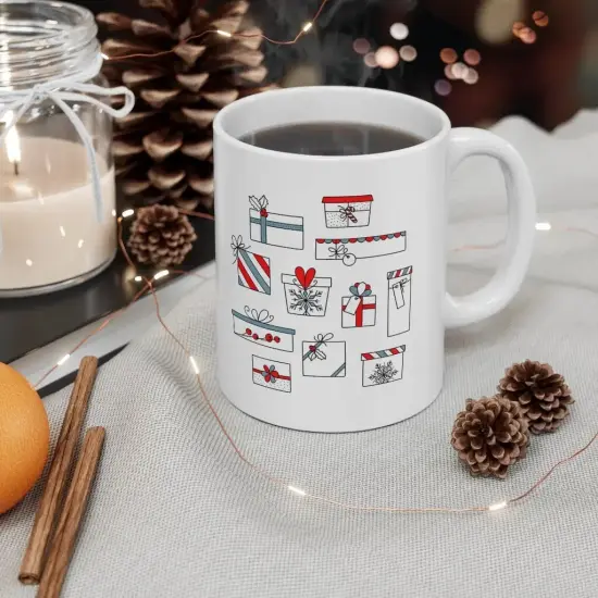 Merry Christmas Mug with Stockings and Presents {3}
