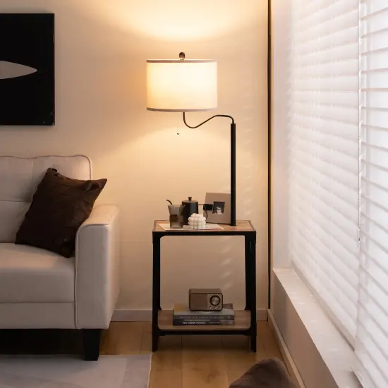 360&deg; Rotatable Floor Lamp with End Table and USB Charging Ports {3}