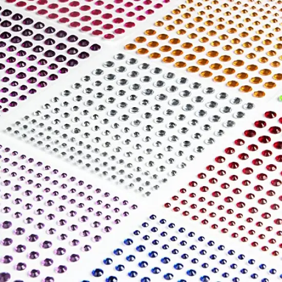 2310 Pieces Self Adhesive Rhinestone Gem Stickers for Face Nail Body Makeup Festival,4 Size 14 Sheets Bling Jewels Stickers for Kids DIY Craft Card Decorations {5}