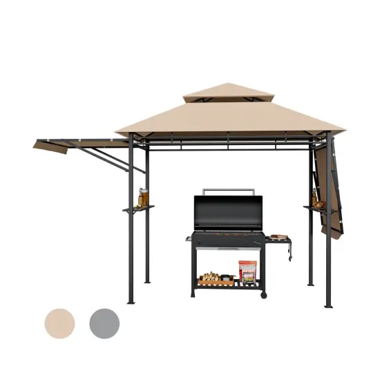 Patio BBQ Grill Gazebo Canopy with Dual Side Awnings {3}