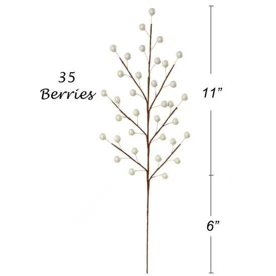 24-Pack White Holly Berry Stems with 35 Lifelike Berries | 17-Inch | Festive Holiday Decor | Trees, Wreaths, & Garlands | Christmas Picks | Home & Office Decor, Floral Home by Artificial Flowers {2}