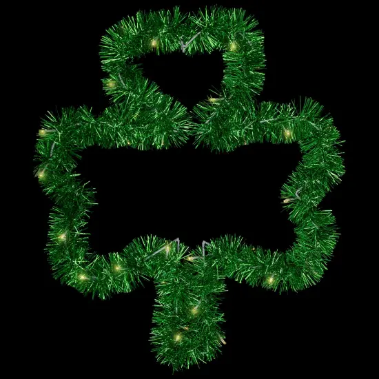 Northlight LED Lighted Tinsel Shamrock St. Patrick's Day Window Decoration - 25" Green {1}
