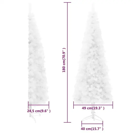 6 ft White Half Christmas Tree with Stand {4}