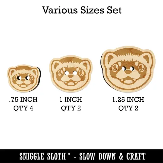 Cute Ferret Face Wood Buttons for Sewing Knitting Crochet DIY Craft {1}