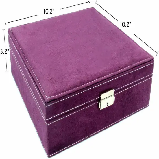 Kitcheniva Two Layer Lint Large Jewelry Box Organizer Display with Lock Black {4}