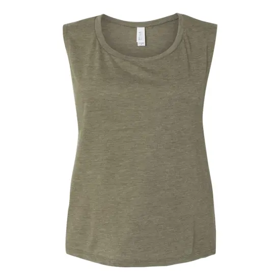 BELLA + CANVAS&reg; Women's Flowy Scoop Muscle Tank - 8803 Heather olive {1}