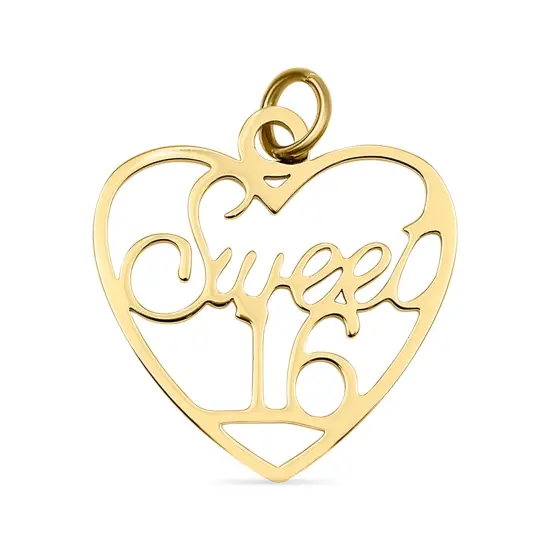 18k Gold PVD Coated Stainless Steel "Sweet 16" Charm {1}