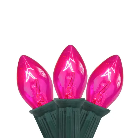 Northlight C7 Christmas String Lights - Pink - 24' Green Wire - 25ct {1}