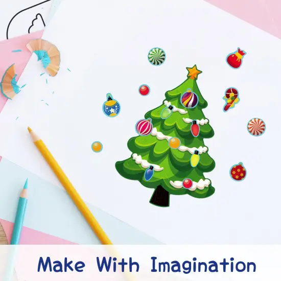 Wrapables Make Your Own Christmas Stickers, DIY Make a Face Sticker Sheets, Holiday Crafts and Activities, Party Favors (24 Sheets) Santa and Buddies {3}