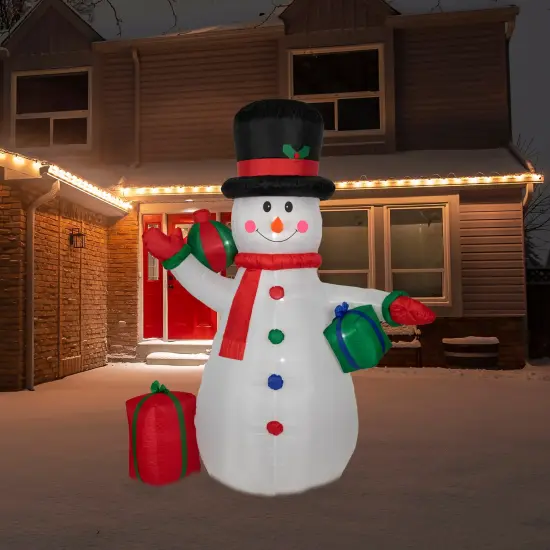 Northlight LED Lighted Inflatable Snowman with Gifts Outdoor Christmas Decoration - 8' White {3}