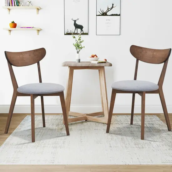 Set of 2 Dining Chairs Upholstered Curved Back Side {1}