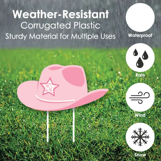 Big Dot of Happiness Rodeo Cowgirl - Cowboy Boots, Hat, and Horseshoe Lawn Decorations - Outdoor Pink Western Party Yard Decorations - 10 Piece {4}