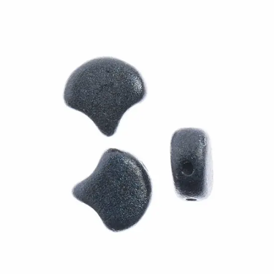 John Bead Czech Glass Jet Color Metallic Suede Ginko Beads, 50g Dark Blue {2}