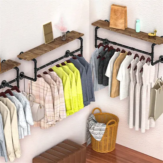 Wall Mount Garment Clothes Closet Storage Rack Hanging Rail. {2}