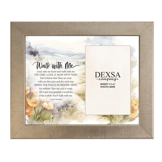 Walk With Me Bereavement Photo Frame Wood Plaque with Easel and Hook Wall Tabletop Art - 10 inches x 12 inches - Hold 4x6 Photo {1}