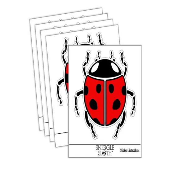 Ladybug Drawing Waterproof Vinyl Phone Tablet Laptop Water Bottle Sticker Set - 5 Pack {1}