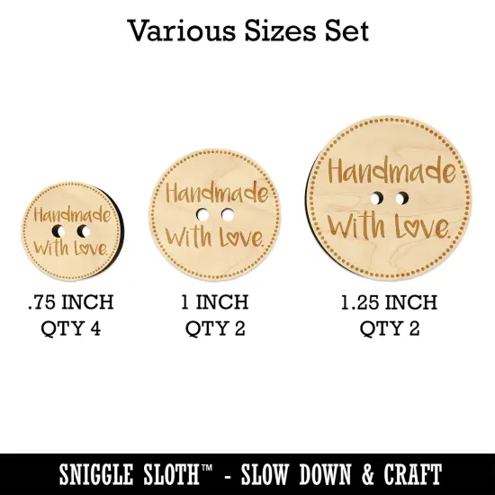 Handmade with Love Heart Dotted Circle Wood Buttons for Sewing Knitting Crochet DIY Craft {1}