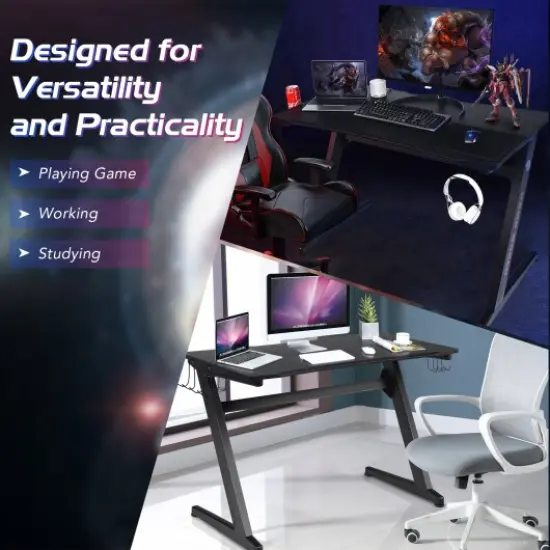 Cup and Headphone Holder Z-shape Frame E-sports Gaming Desk {2}