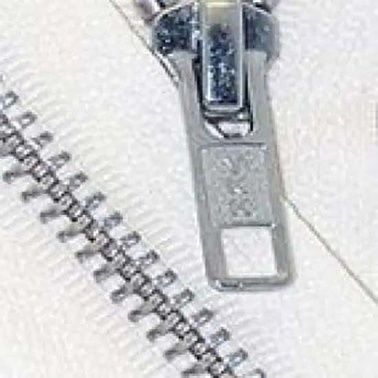 26" Jacket Zipper, YKK #5 Aluminum Metal ~ Medium Weight ~ Separating ~ 501 White (1 Zipper/pack) {1}