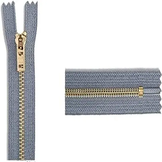 #5 Brass Jeans/Pants Medium Grey Medium Weight YKK Zippers - Color: Medium Grey #578 - Choose Your Length - Made in The United States (1 Zipper Per Pack) (5" Inches) {1}