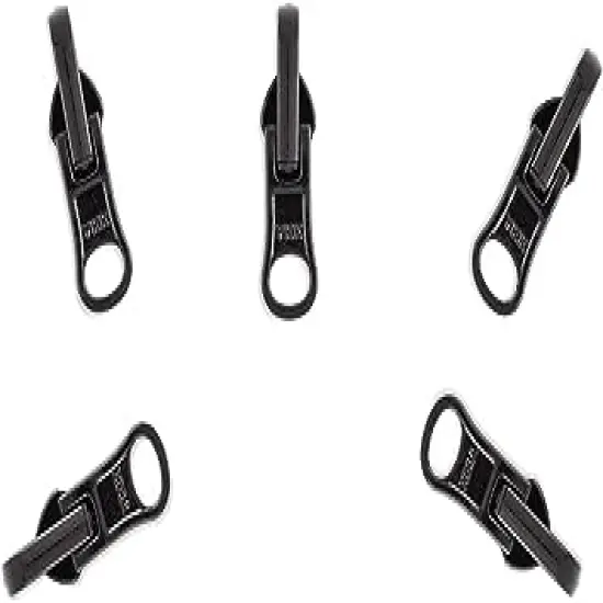 Zipper Repair Solution - #5 YKK Jacket Coil Reversible Sliders - Color: Black (5 Sliders Per Pack) Made in The United States. {1}
