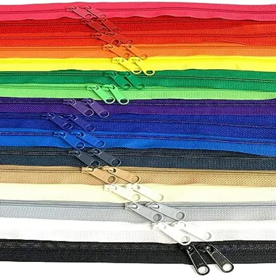 30" Inches Double Slide Zippers - YKK #4.5 Coil with Closed Bottom Two Head to Head Long Zipper Pulls. - Assorted Colors - Choose Quantity - Made in The United States (25) {1}