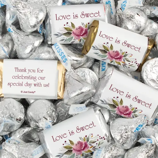 116 Pcs Wedding Candy Favors Hershey's Miniatures & Kisses - Rustic Floral {1}