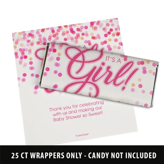 24ct It's a Girl Baby Shower Candy Party Favors Wrappers Only for Chocolate Bars by Just Candy {2}