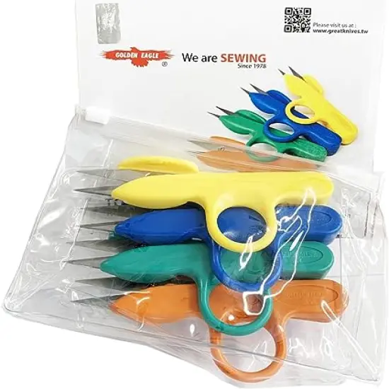 Golden Eagle Right/Left Craft Sewing Pruning Thread Scissors in Soft Vinyl Pouch 4pcs a Pack (4pcs Assorted Colors) {1}