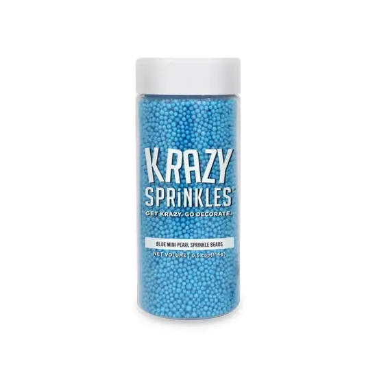Krazy Sprinkles - Blue Pearl Mini Beads (1/2 Cup, 1x Jar) for Cakes, Ice Cream & Cookies {3}