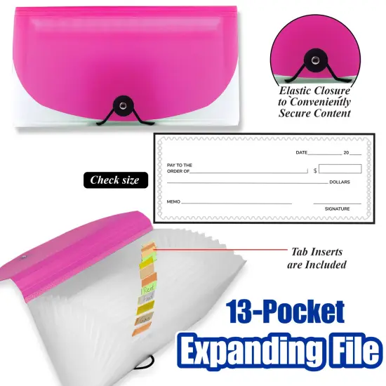 BAZIC Expanding File Check Size Poly 13-Pocket {5}