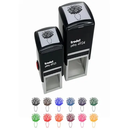 Bouquet of Roses Romantic Valentine's Day Anniversary Self-Inking Rubber Stamp Ink Stamper Black {7}