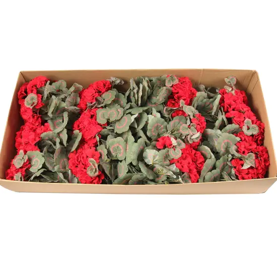 12-Pack: Red Geranium Bush - 7 Silk Flowers & Lush Leaves, Indoor/Outdoor Decor, DIY Crafts, Home & Event Arrangements - Spring & Summer Blooms, Floral Home by Artificial Flowers {5}