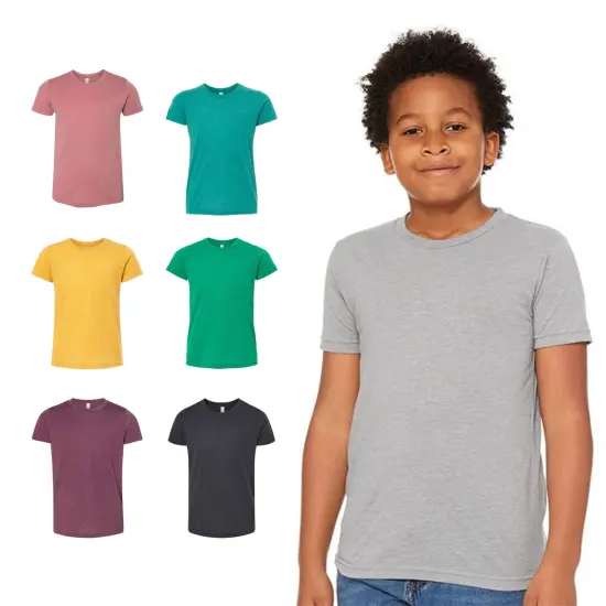 BELLA + CANVAS&reg; Triblend Crew Neck Short Sleeve Tee Shirt For Youth - 3413Y Grey triblend {5}