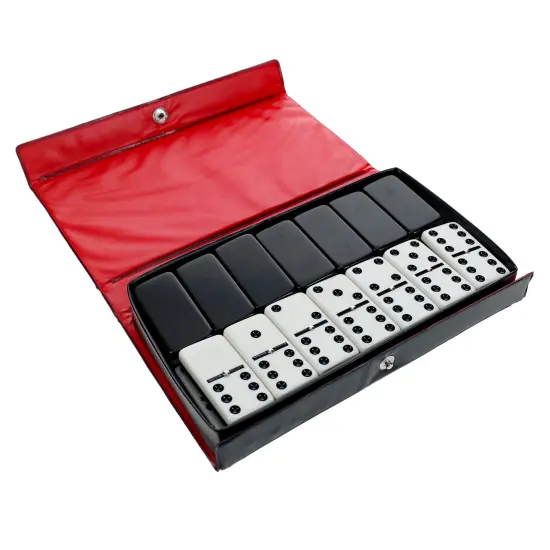 WE Games Two-Toned Black & White Double 6 Dominoes with Spinners - Club Size {1}