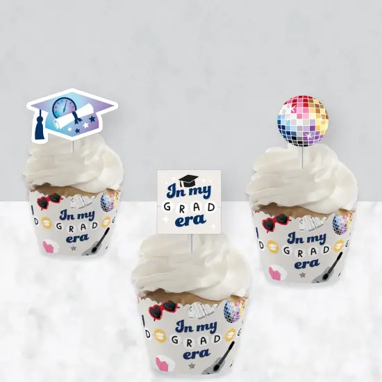 Big Dot of Happiness In My Grad Era - Cupcake Decoration - Graduation Party Cupcake Wrappers and Treat Picks Kit - Set of 24 {4}