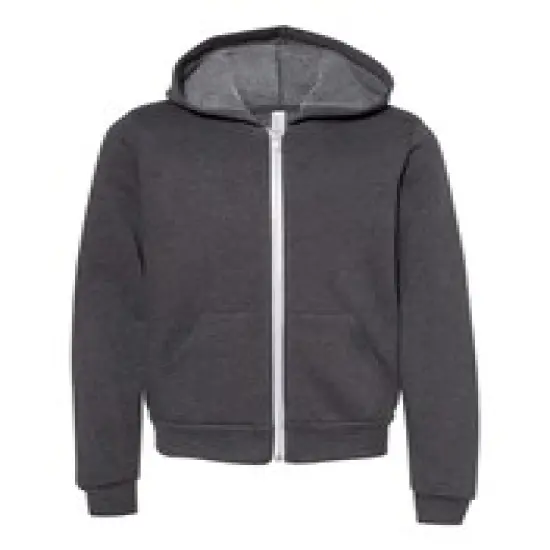 BELLA + CANVAS&reg; Youth Sponge Fleece Full-Zip Hoodie - 3739Y Black {6}