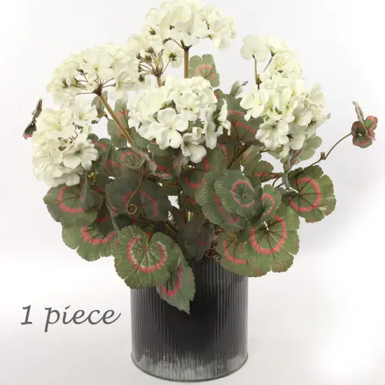 12-Pack: Soft White Geranium Bush - 7 Silk Flowers & Lush Leaves, Indoor/Outdoor Decor, DIY Floral Arrangements - Spring & Summer Display, Floral Home by Artificial Flowers {2}