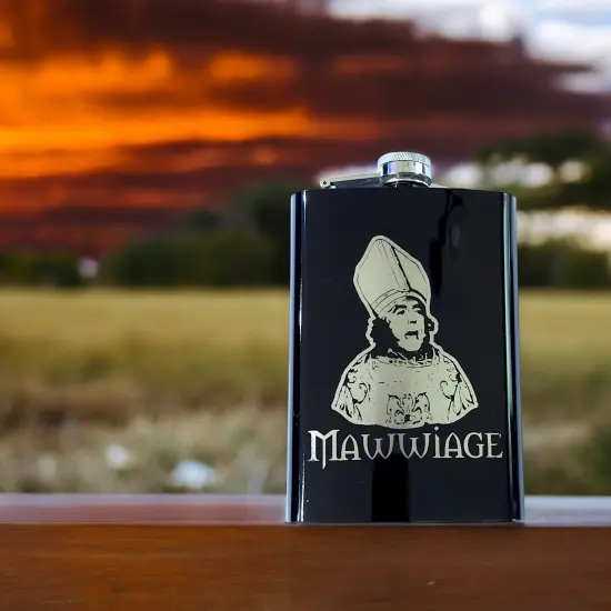 8oz BLACK Mawwiage Flask {3}