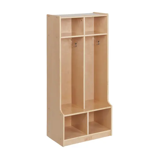 2-Section Coat Locker with Bench, Classroom Furniture Natural {1}