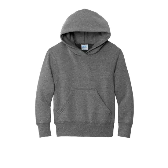Port & Company&reg; Youth Core Fleece Pullover Hooded Sweatshirt Graphite Heather {1}